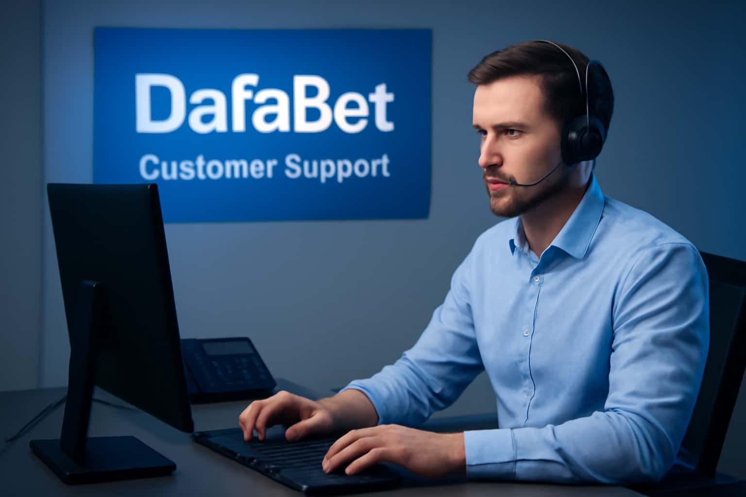 An informative scene depicting DafaBet Customer Support with clear legible text.